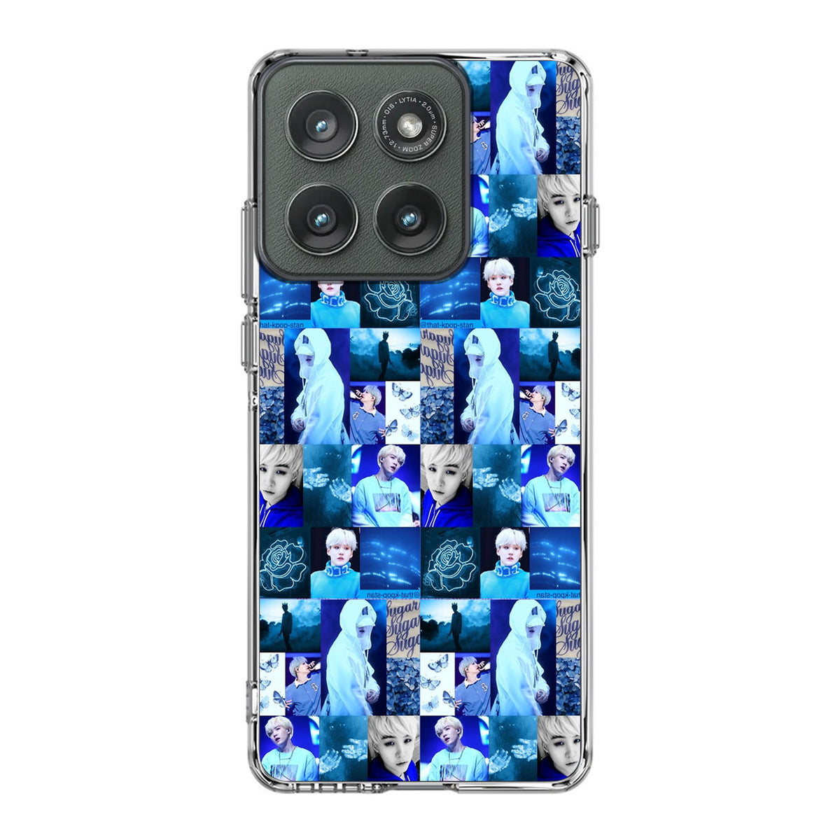 BTS Suga Blue Aesthetic Collage Motorola Edge 2025 Case
