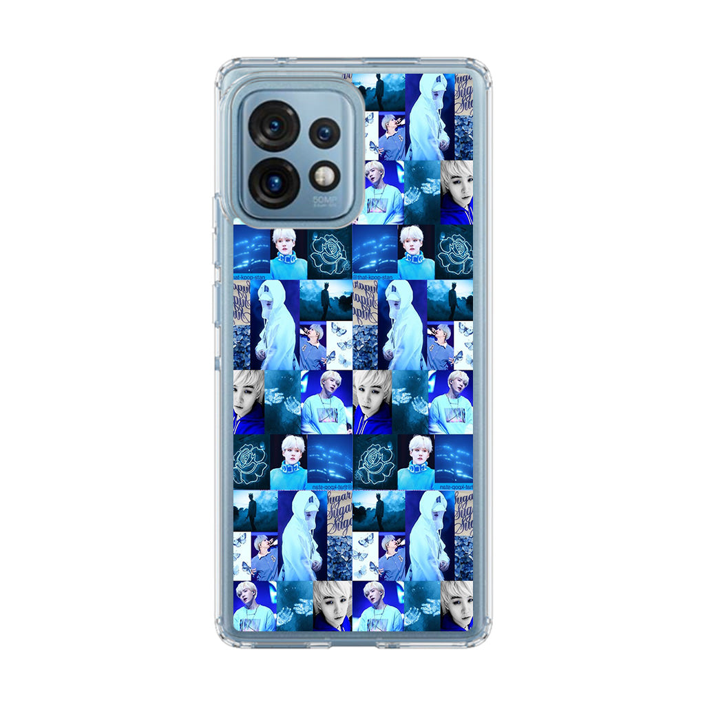 BTS Suga Blue Aesthetic Collage Motorola Edge Plus 2023 Case