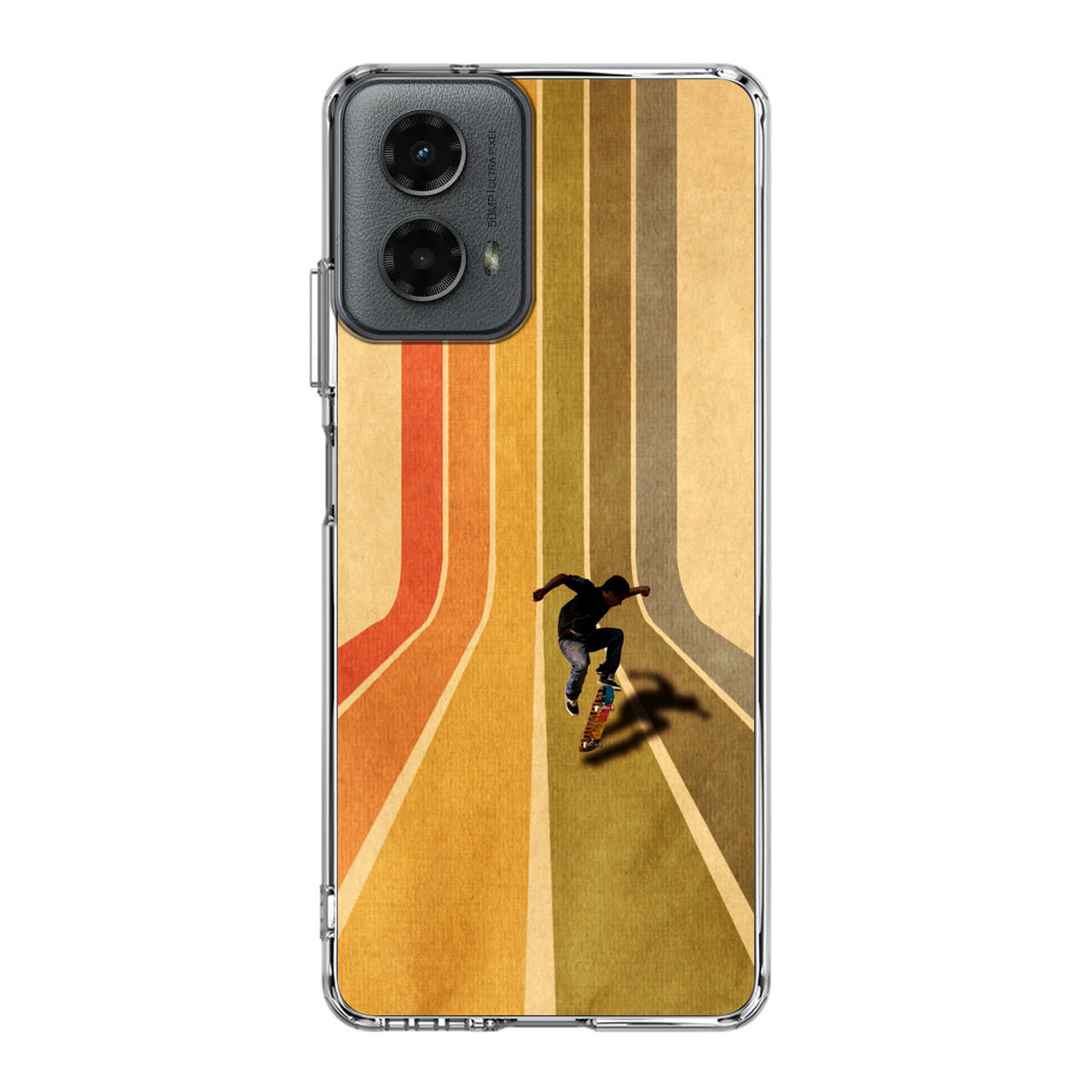 Vintage Skateboard On Colorful Stipe Motorola Moto G 5G 2024 Case