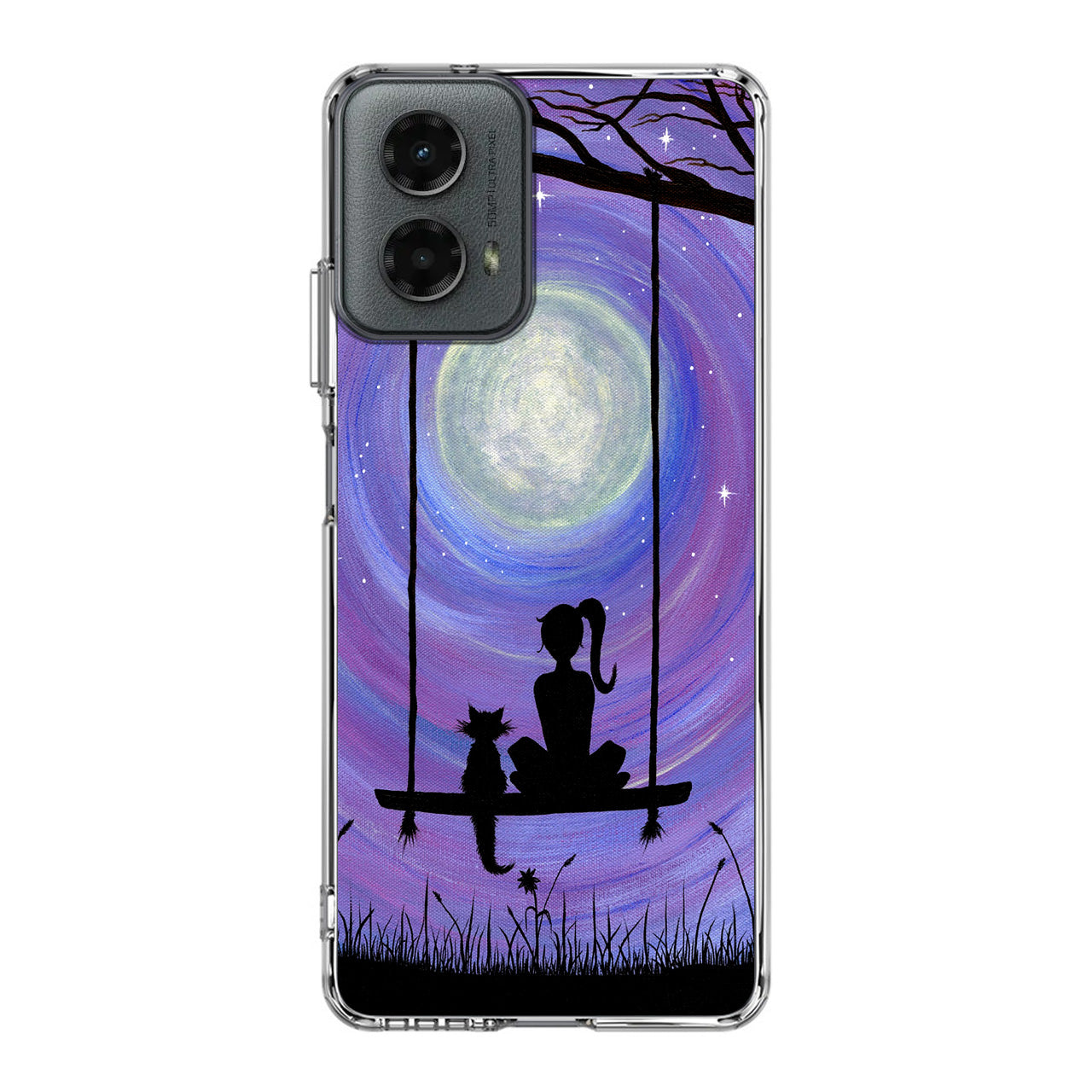 Girl Cat and Moon Motorola Moto G 5G 2024 Case