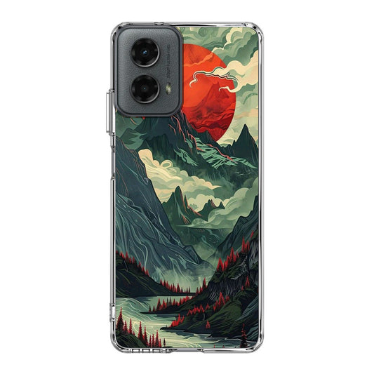 Crimson Moon Over Silent Peaks Motorola Moto G 5G 2024 Case