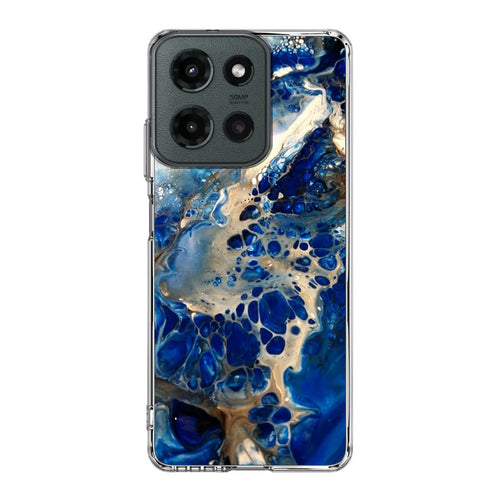 Abstract Golden Blue Paint Art Motorola Moto G 2025 Case