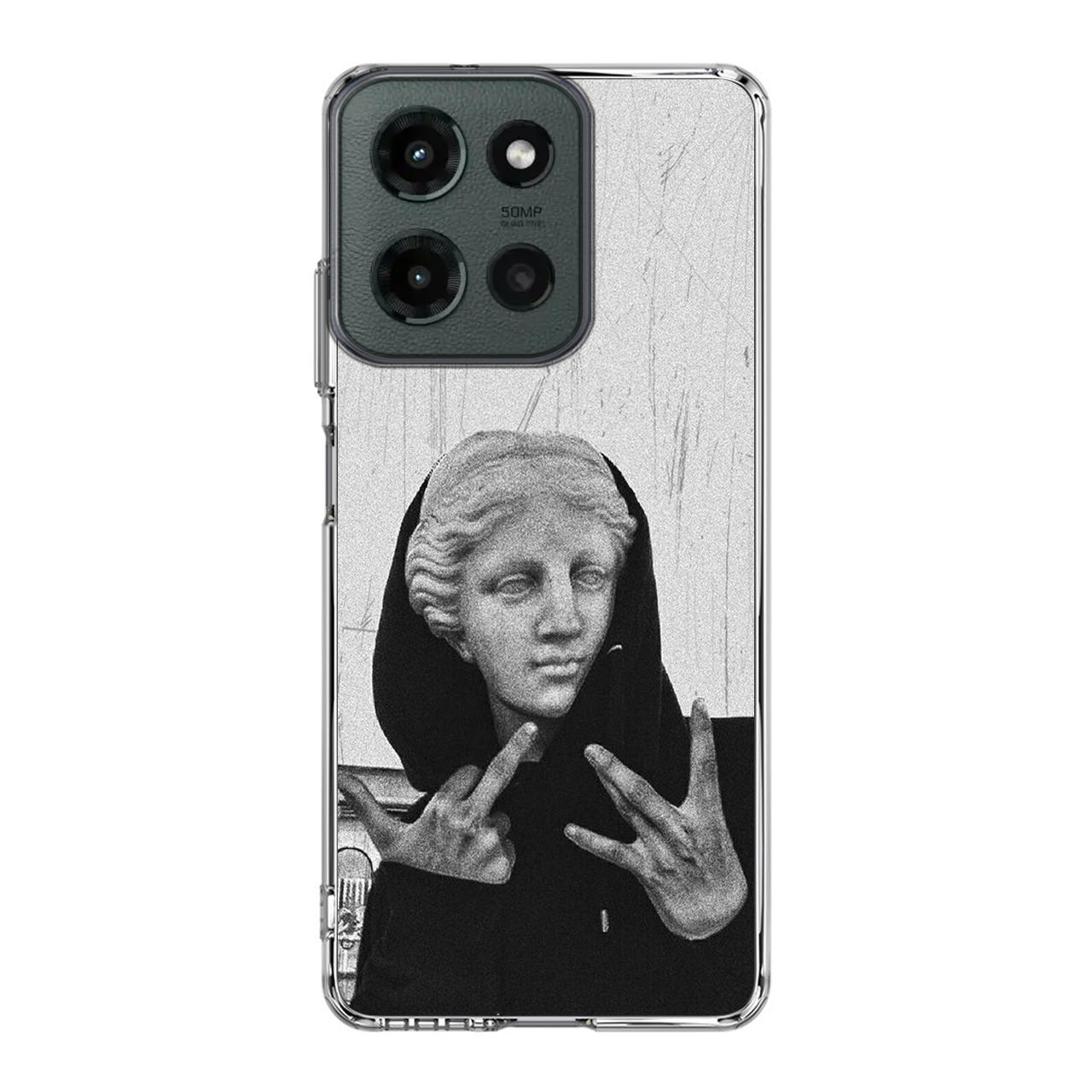 Greek Statue Wearing Hoodie Motorola Moto G 2025 Case