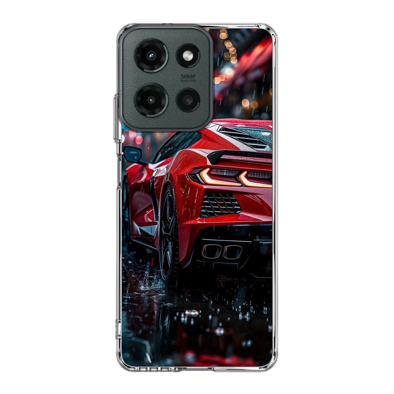 Red Sport Car in the Rain Motorola Moto G 2025 Case