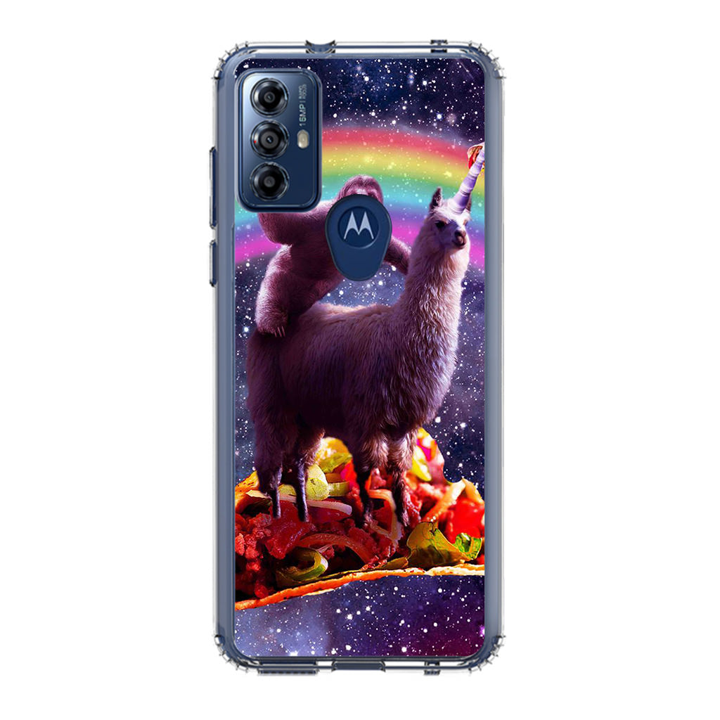 LLama And Sloth On Space Motorola Moto G Play 2023 Case