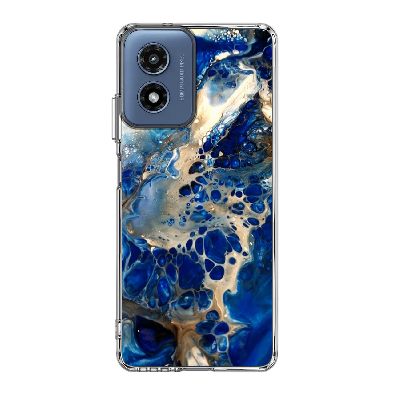 Abstract Golden Blue Paint Art Motorola Moto G Play 2024 Case