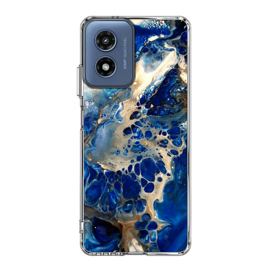 Abstract Golden Blue Paint Art Motorola Moto G Play 2024 Case