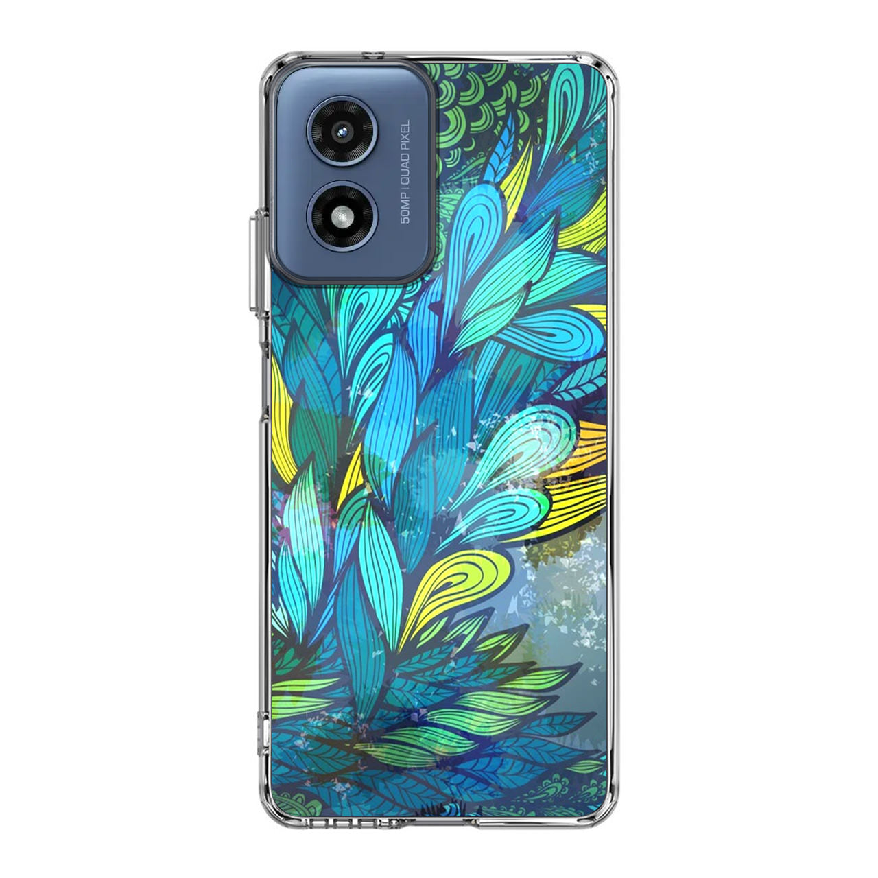 Colorful Art in Blue Motorola Moto G Play 2024 Case