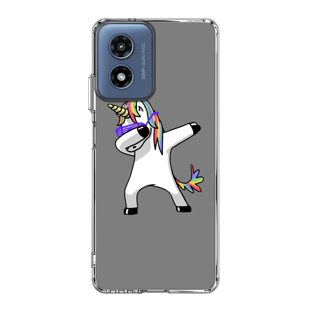 Unicorn Dabbing Grey Motorola Moto G Play 2024 Case