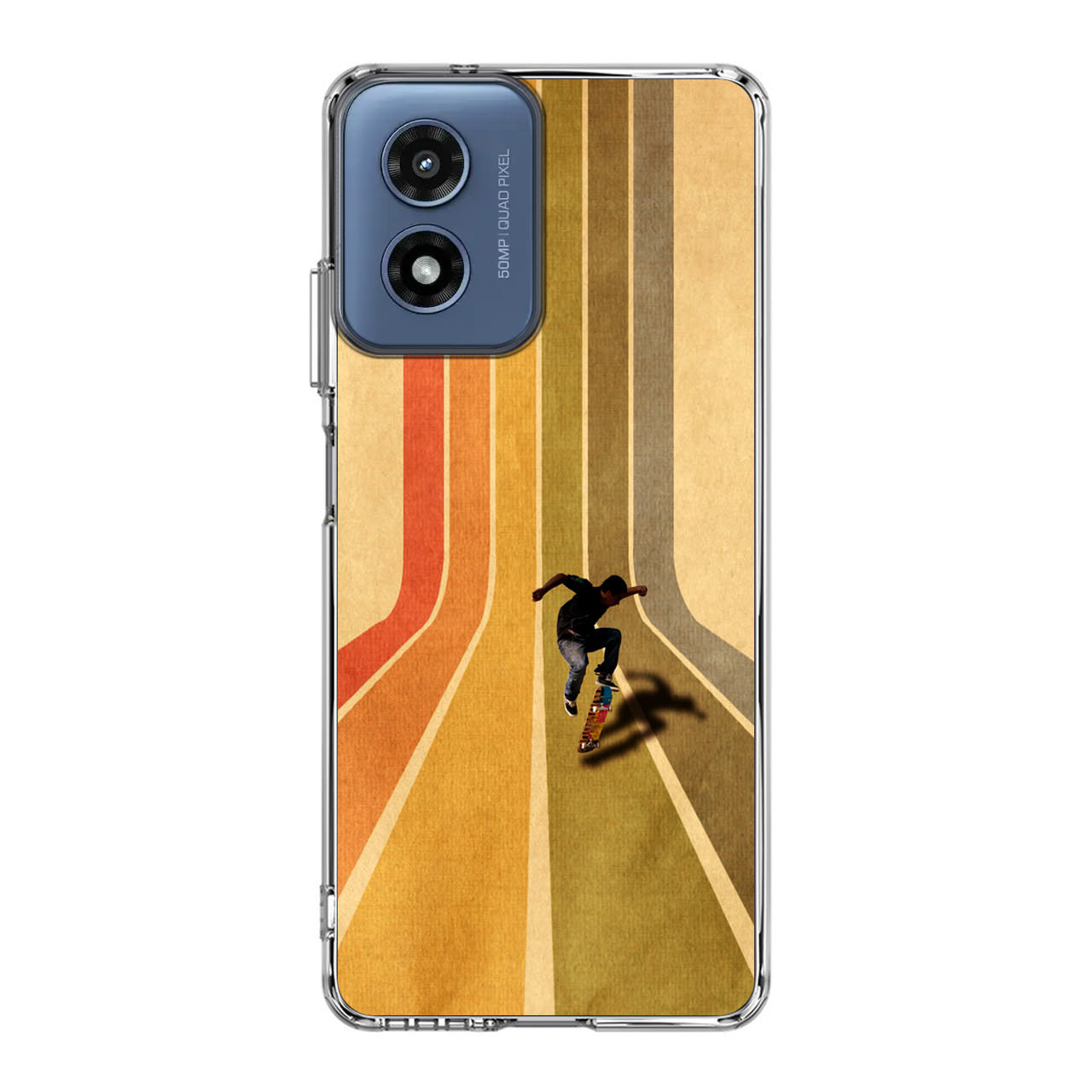 Vintage Skateboard On Colorful Stipe Runway Motorola Moto G Play 2024 Case