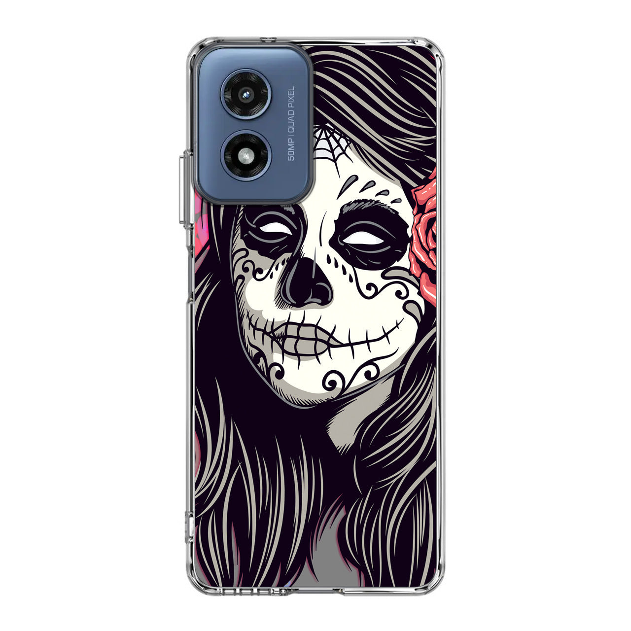 Girl Skull Flower Motorola Moto G Play 2024 Case