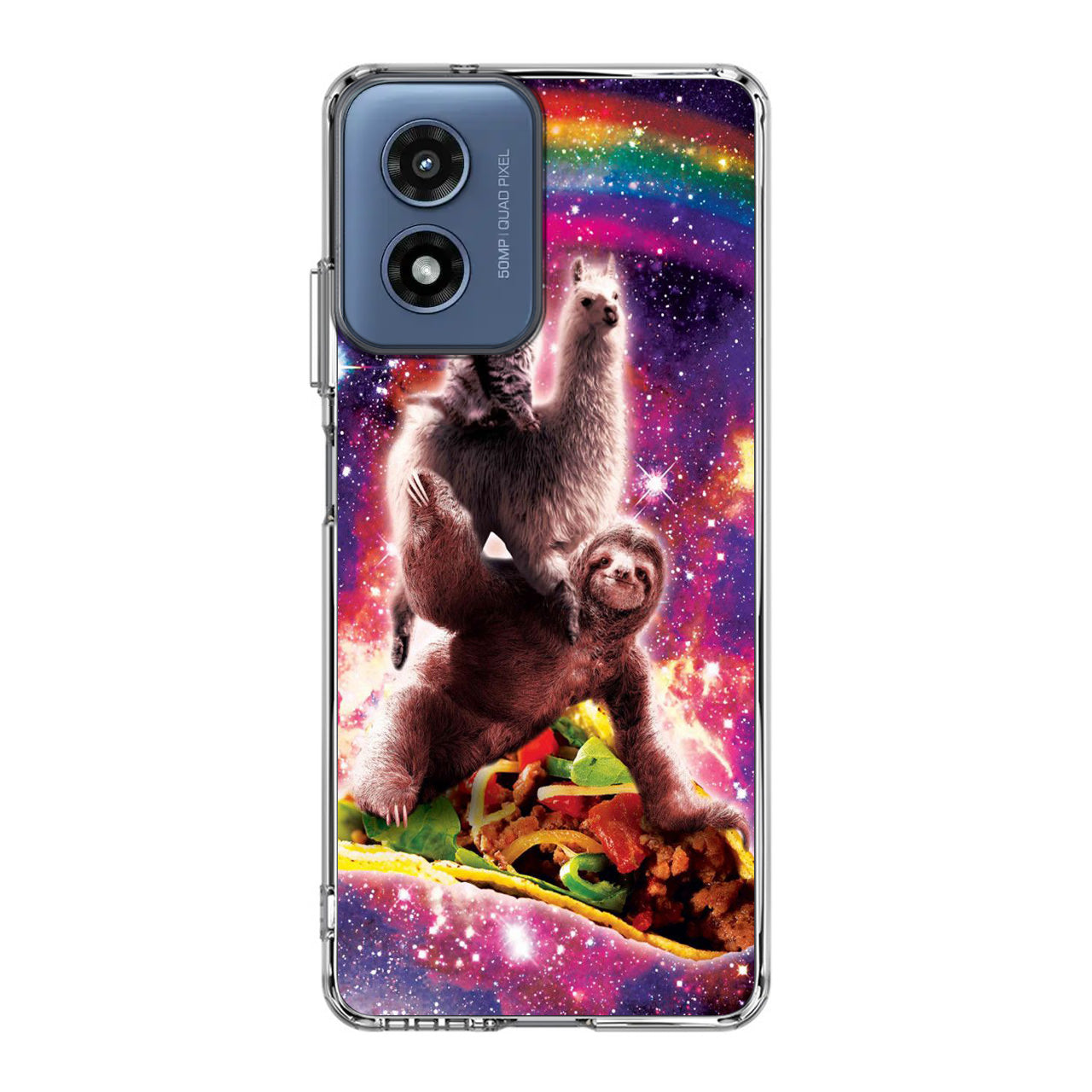 LLama Sloth And Cat Playing Together Motorola Moto G Play 2024 Case