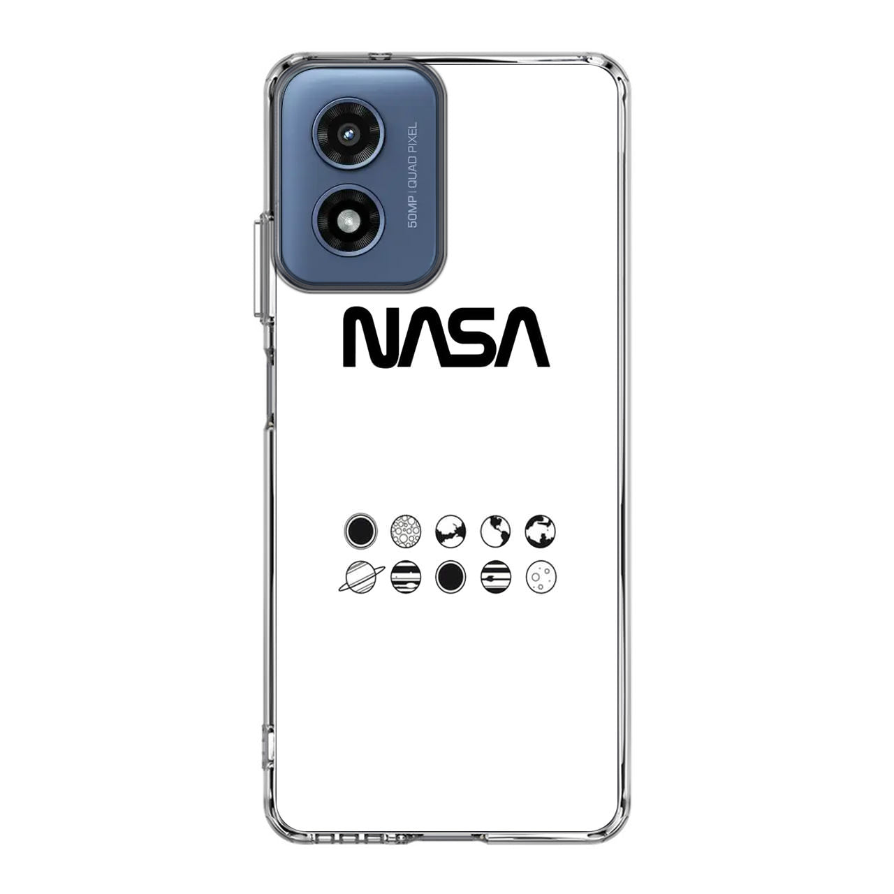 NASA Minimalist White Motorola Moto G Play 2024 Case