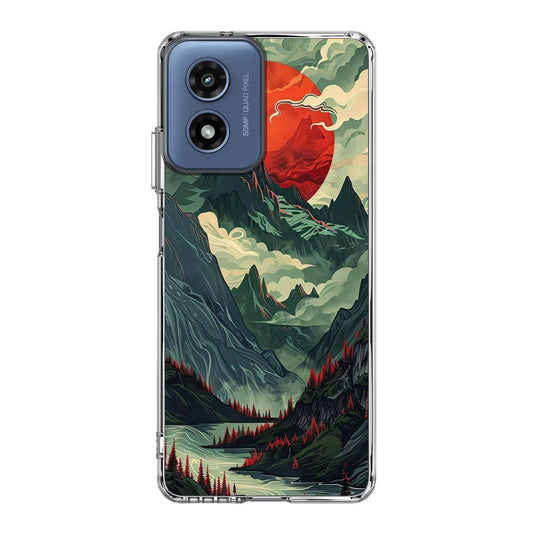 Crimson Moon Over Silent Peaks Motorola Moto G Play 2024 Case