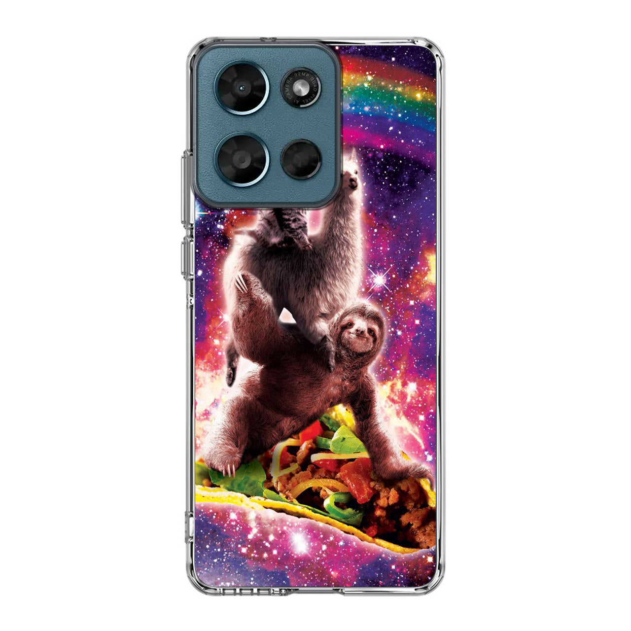 LLama Sloth And Cat Playing Together Motorola Moto G Play 2026 Case