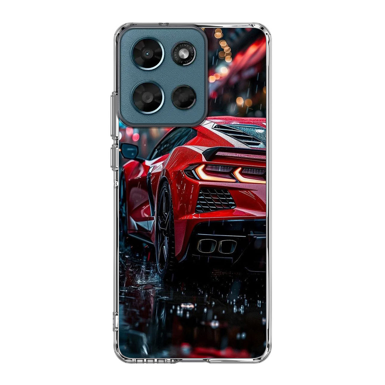 Red Sport Car in the Rain Motorola Moto G Play 2026 Case