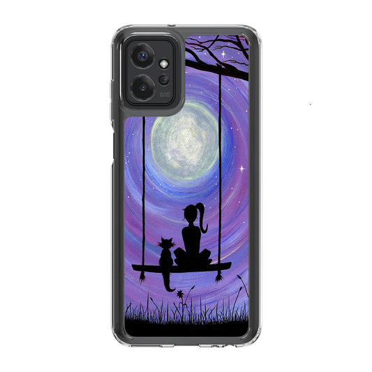 Girl Cat and Moon Motorola Moto G Power 5G 2023 Case