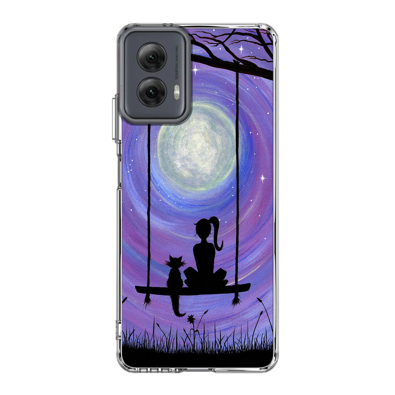 Girl Cat and Moon Motorola Moto G Power 5G 2024 Case