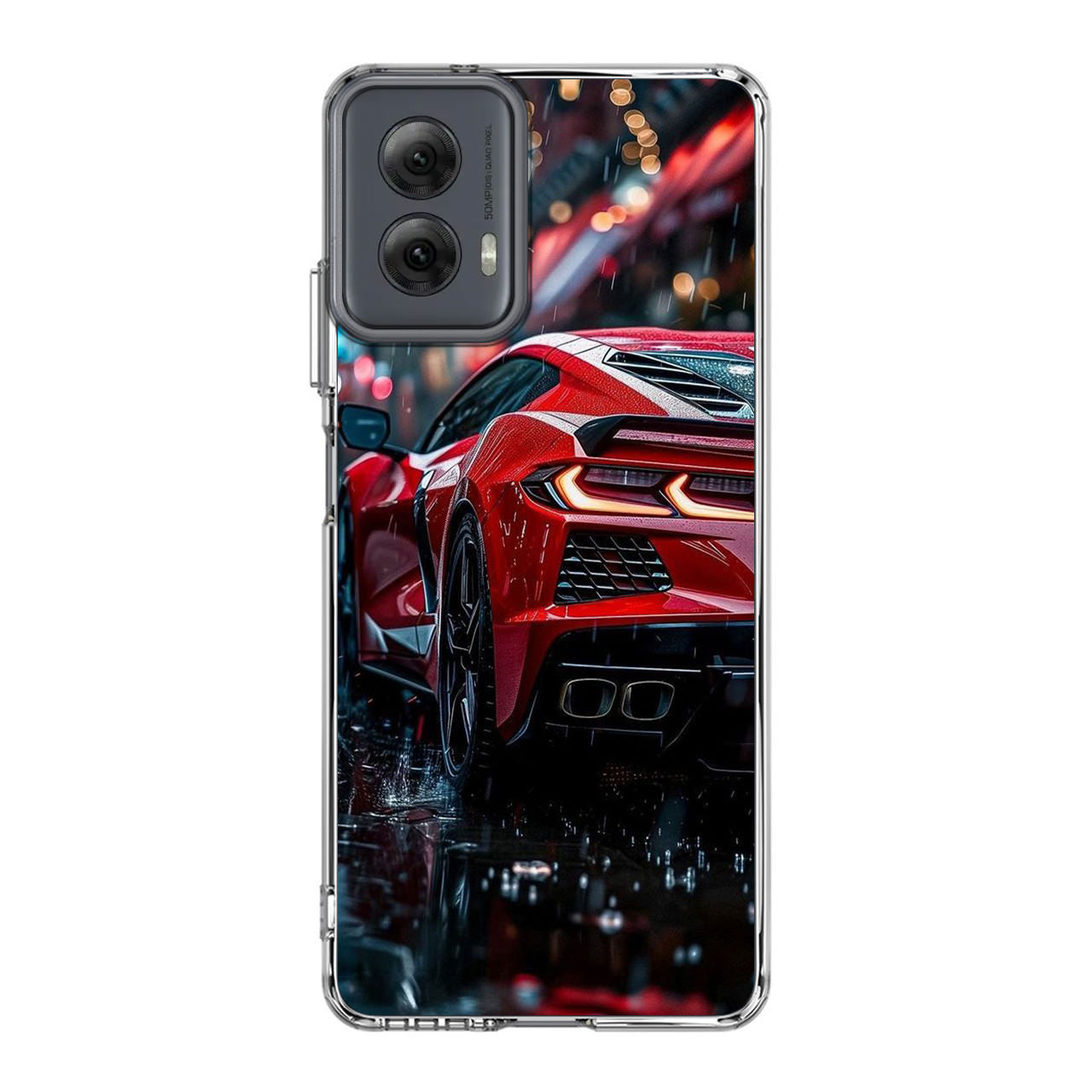 Red Sport Car in the Rain Motorola Moto G Power 5G 2024 Case