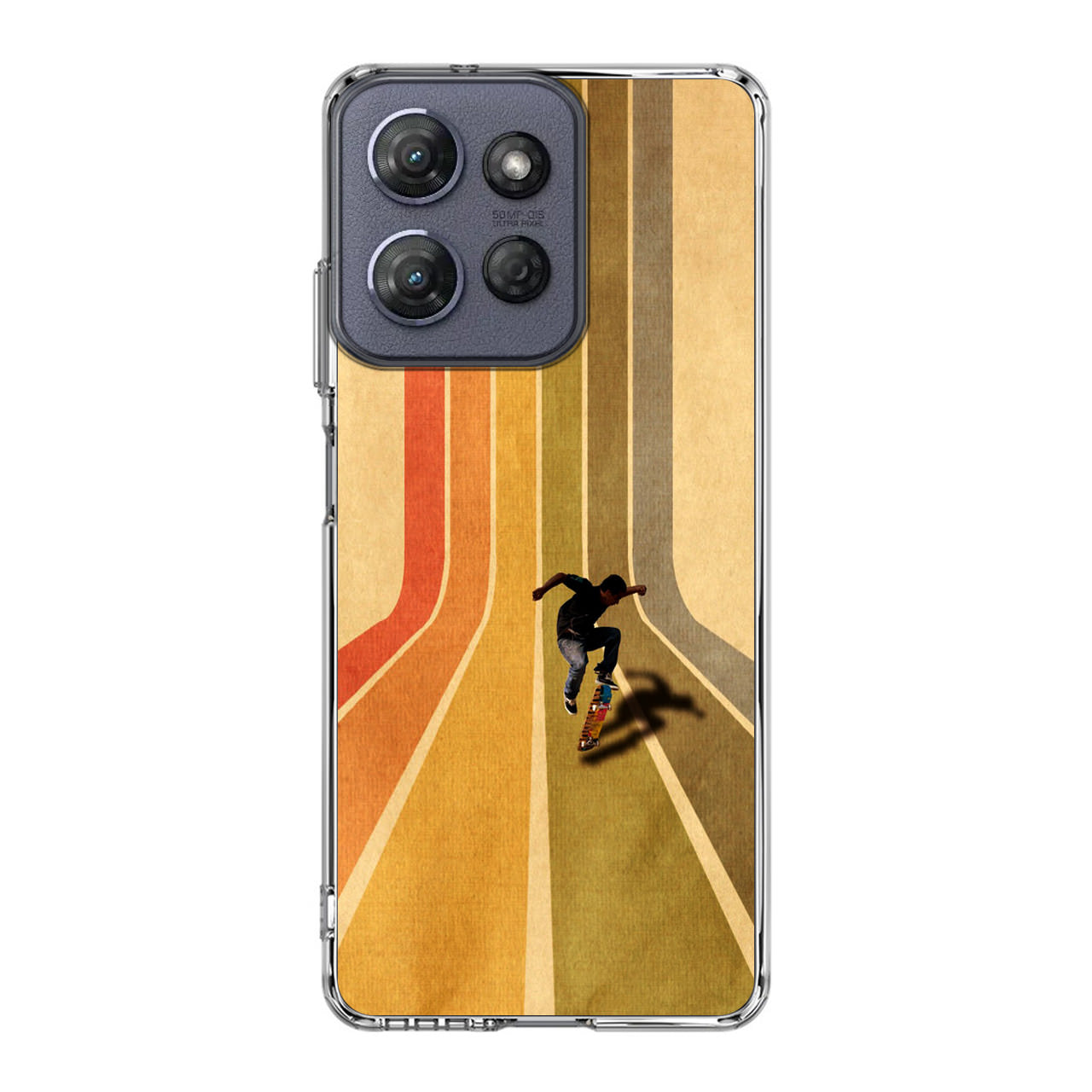 Vintage Skateboard On Colorful Stipe Motorola Moto G Power 2025 Case