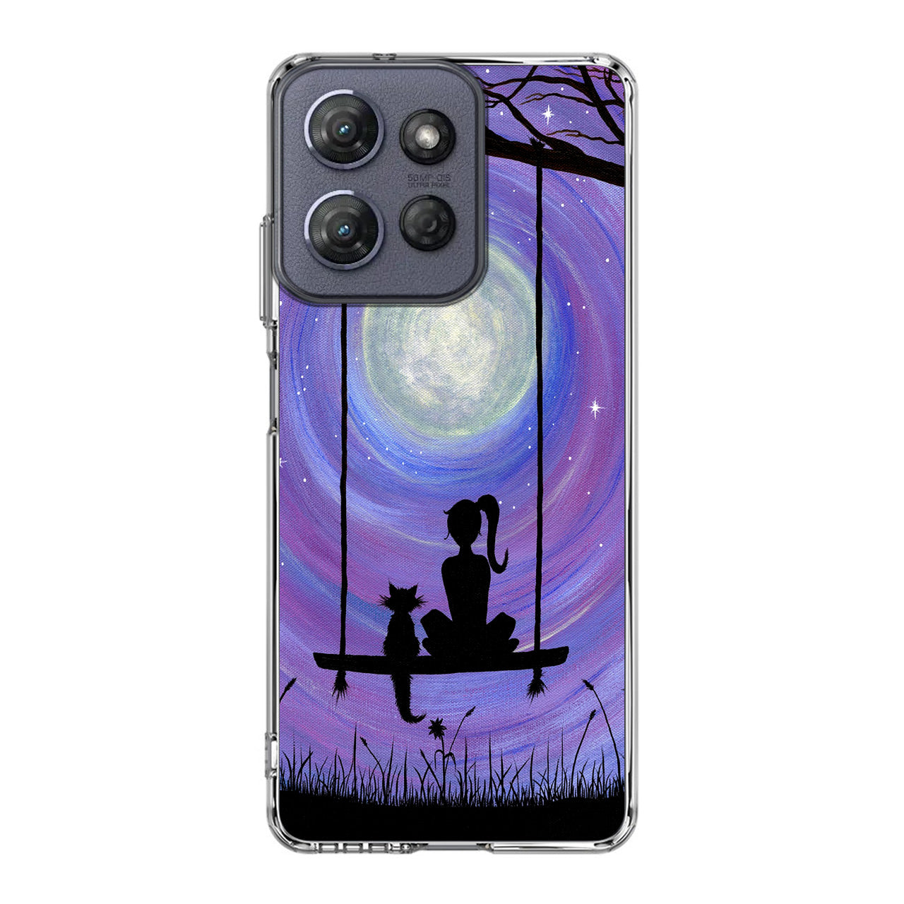 Girl Cat and Moon Motorola Moto G Power 2025 Case