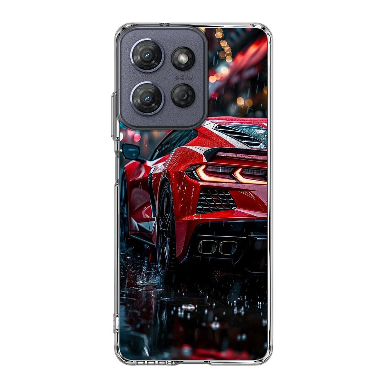Red Sport Car in the Rain Motorola Moto G Power 2025 Case