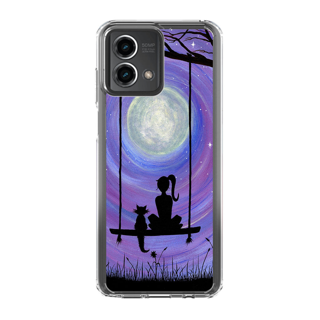 Girl Cat and Moon Motorola Moto G Stylus 5G 2023 Case