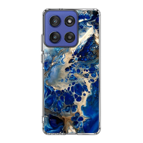 Abstract Golden Blue Paint Art Motorola Moto G Stylus 2025 Case
