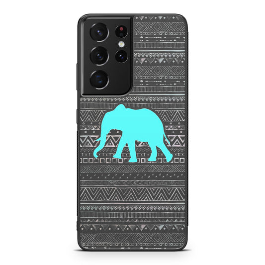 Aztec Elephant Turquoise Galaxy S21 Ultra Case