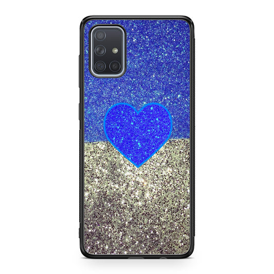 Love Glitter Blue and Grey Galaxy A51 / A71 Case