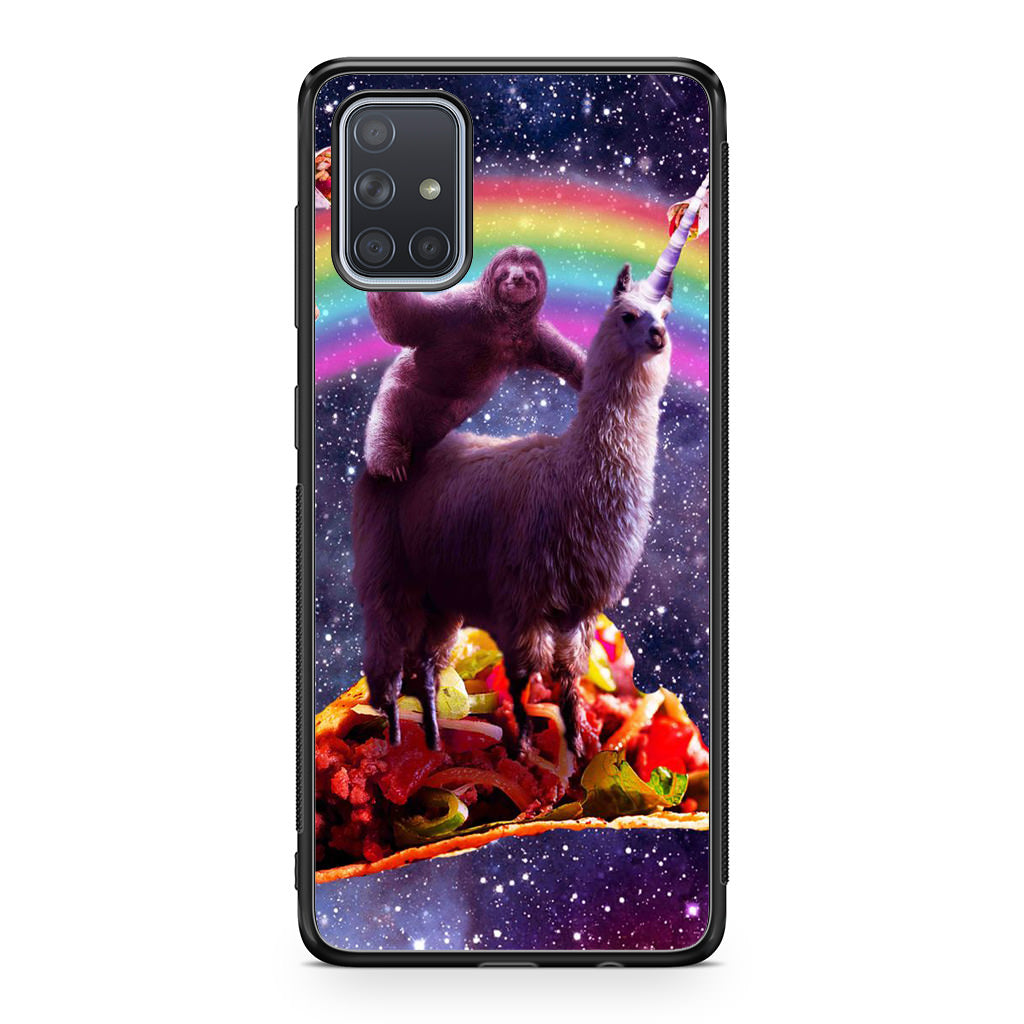 LLama And Sloth On Space Galaxy A51 / A71 Case