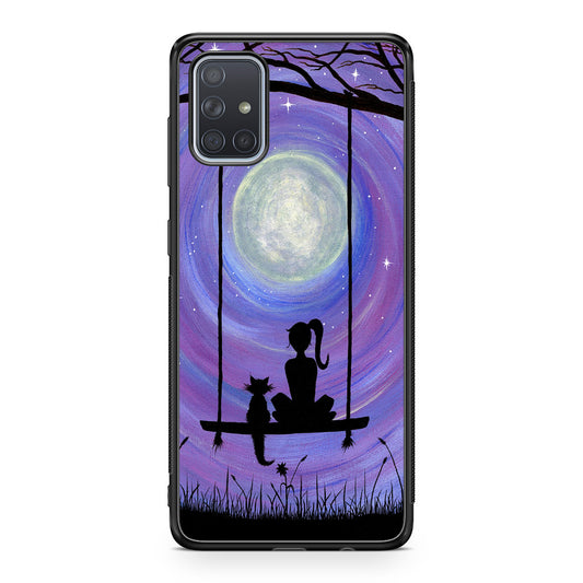 Girl Cat and Moon Galaxy A51 / A71 Case