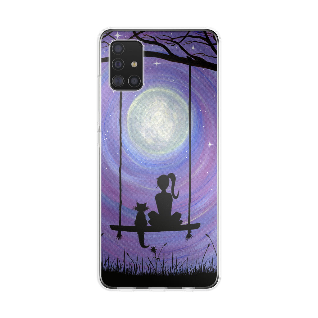 Girl Cat and Moon Galaxy A51 / A71 Case