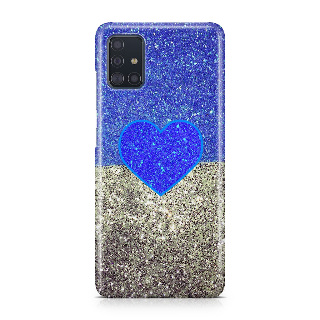 Love Glitter Blue and Grey Galaxy A51 / A71 Case