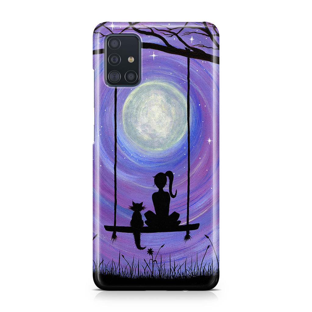 Girl Cat and Moon Galaxy A51 / A71 Case