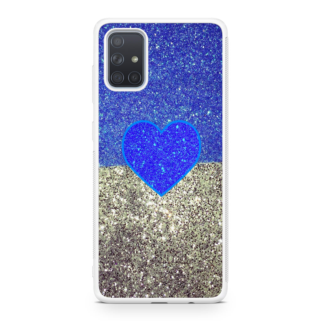 Love Glitter Blue and Grey Galaxy A51 / A71 Case
