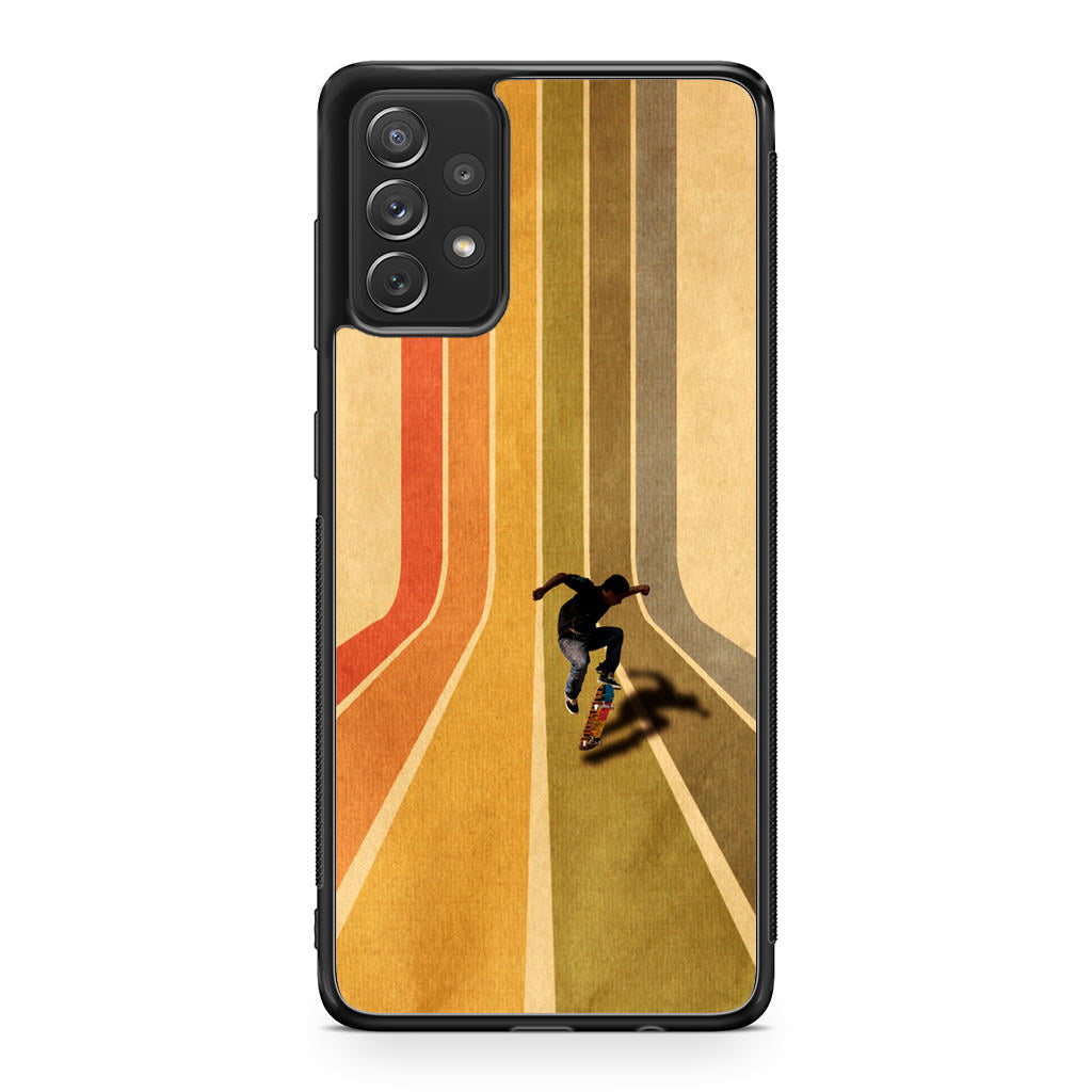 Vintage Skateboard On Colorful Stipe Runway Galaxy A23 5G Case