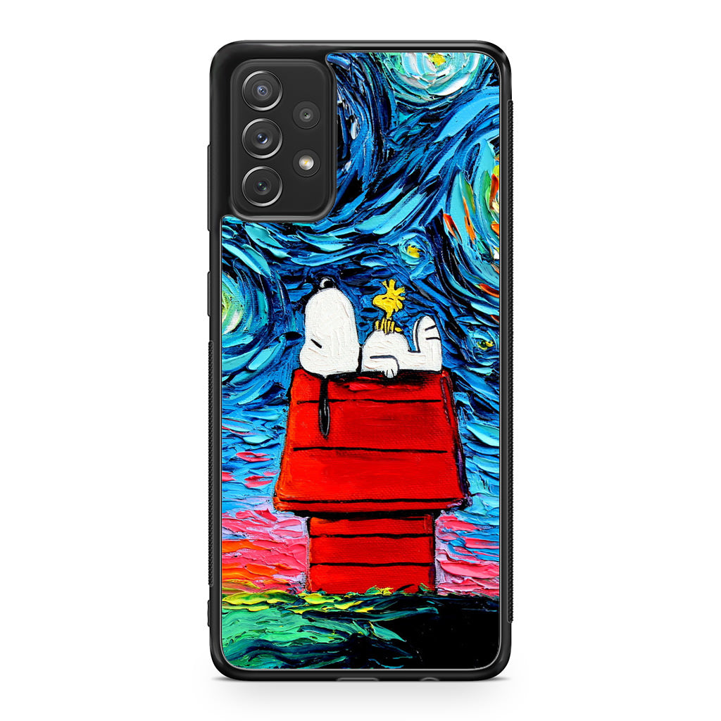 Dog Lying Under Starry Night Van Gogh Galaxy A23 5G Case