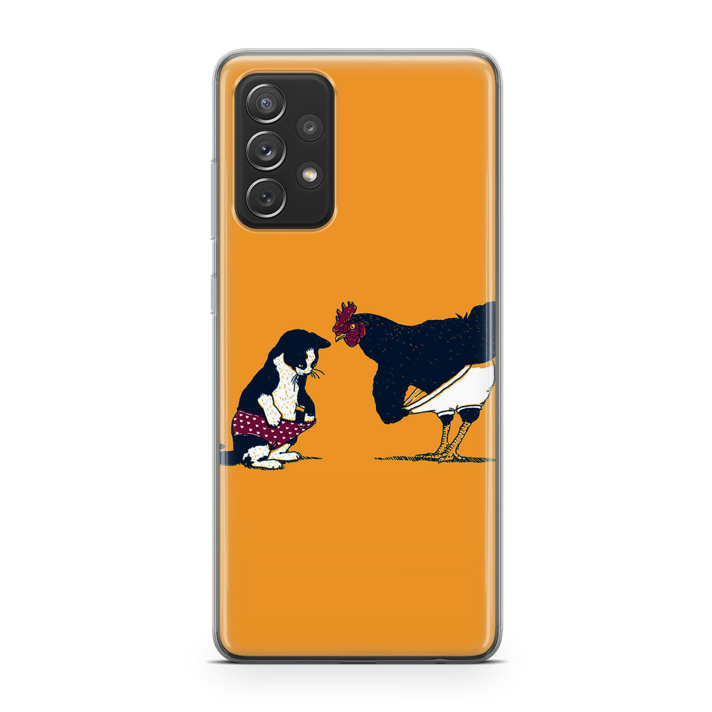 Cat Chicken Yellow Underwear Cute Galaxy A32 / A52 / A72 Case