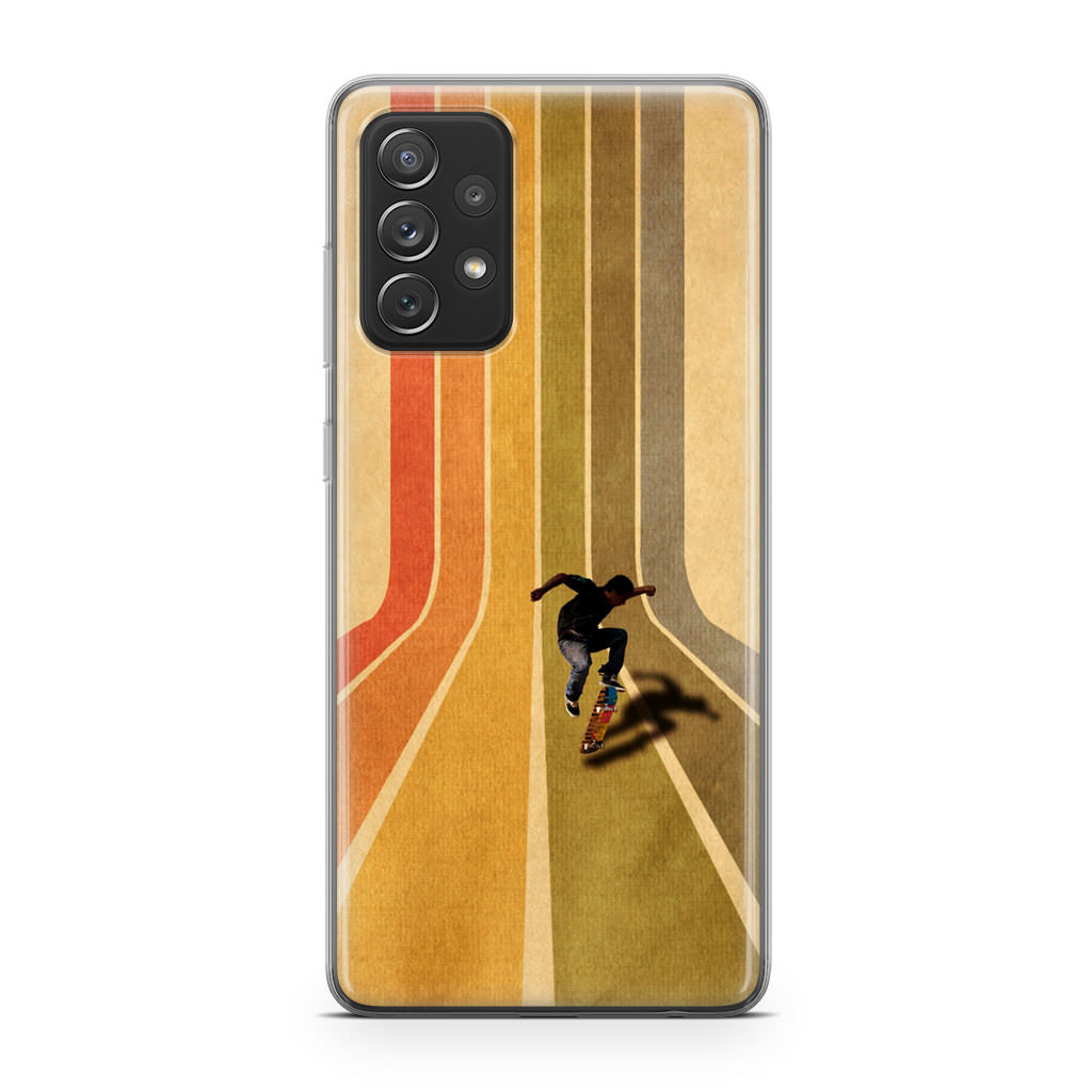 Vintage Skateboard On Colorful Stipe Runway Galaxy A23 5G Case