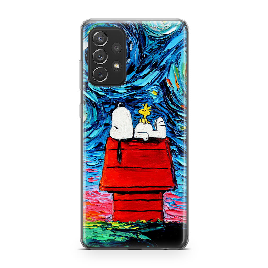 Dog Lying Under Starry Night Van Gogh Galaxy A23 5G Case