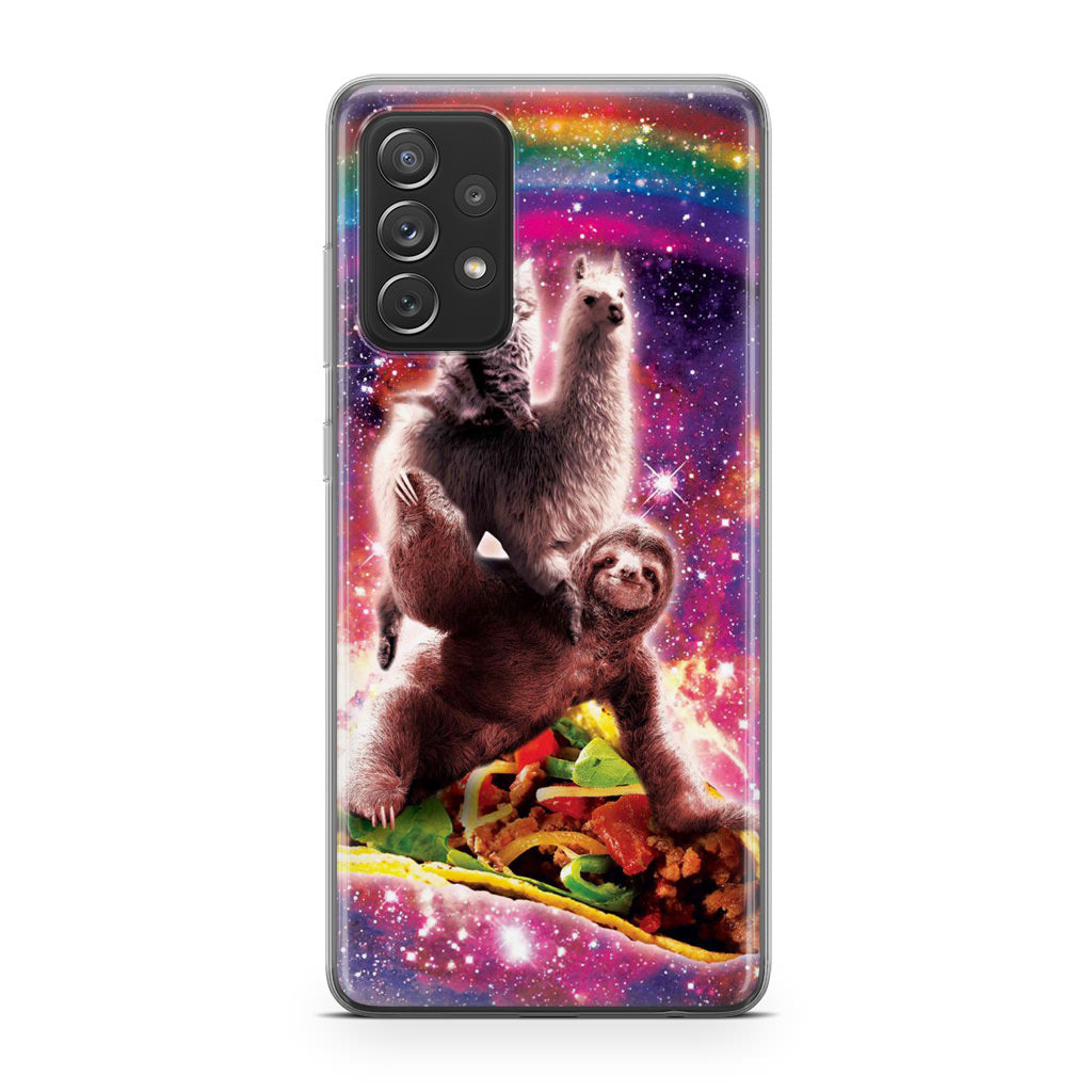 LLama Sloth And Cat Playing Together Galaxy A32 / A52 / A72 Case