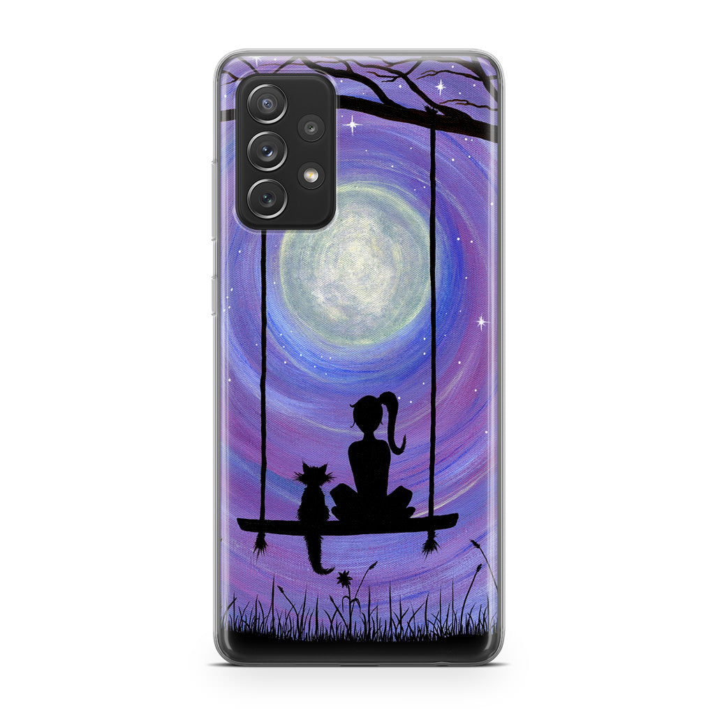 Girl Cat and Moon Galaxy A32 / A52 / A72 Case