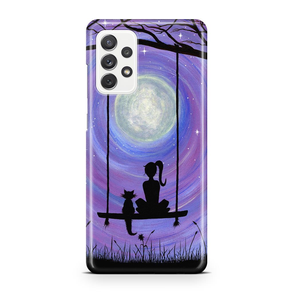 Girl Cat and Moon Galaxy A32 / A52 / A72 Case