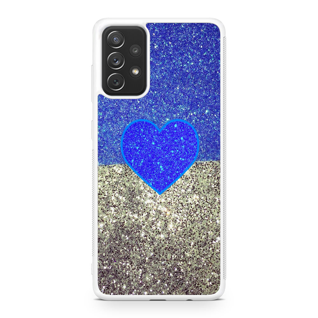 Love Glitter Blue and Grey Galaxy A23 5G Case