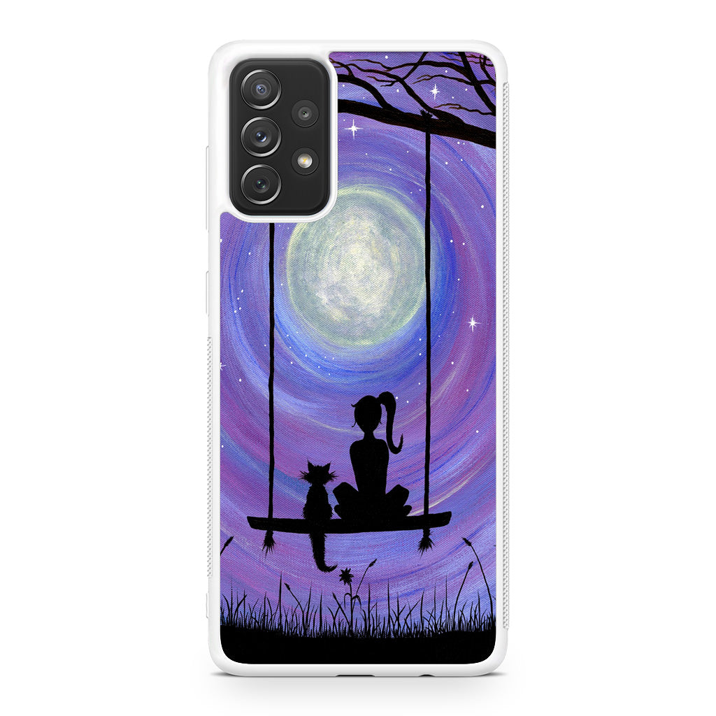Girl Cat and Moon Galaxy A32 / A52 / A72 Case