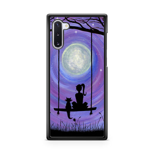 Girl Cat and Moon Galaxy Note 10 Case