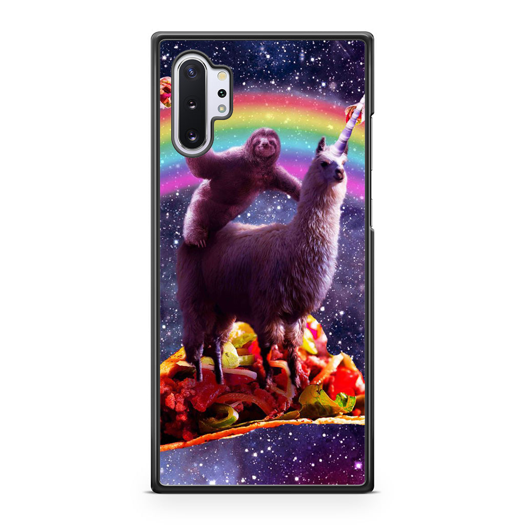 LLama And Sloth On Space Galaxy Note 10 Plus Case