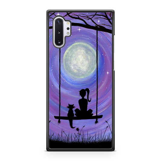 Girl Cat and Moon Galaxy Note 10 Plus Case