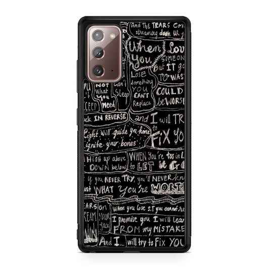 Fix You Lyrics Galaxy Note 20 Case